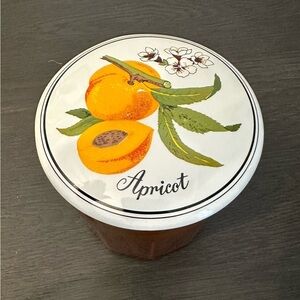 Vintage Apricot Preserves Container by Gailstyn Sutton Jam Jar Ceramic Orange
